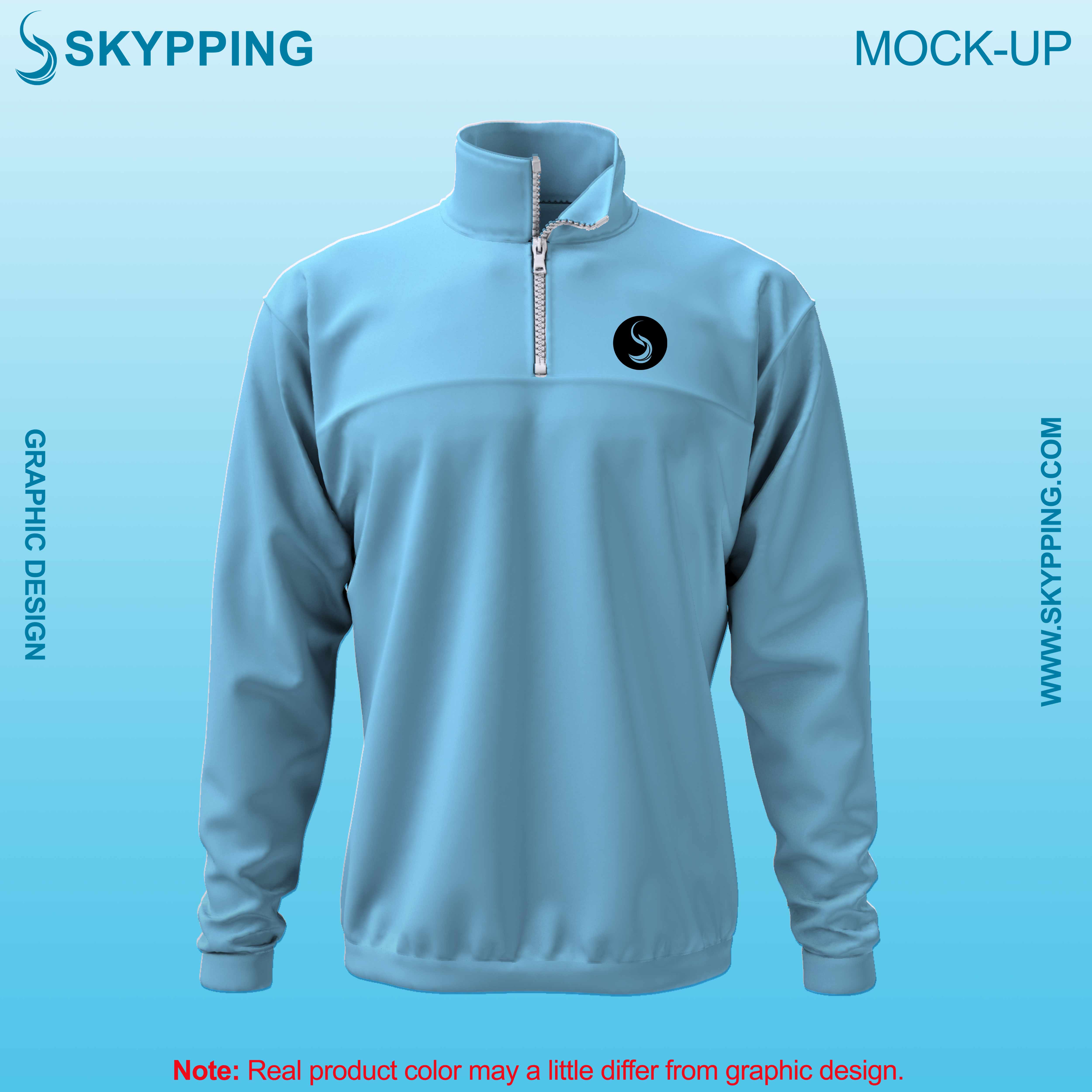 Toddle neck set-in style sleeve with quarter zip sweatshirt for men